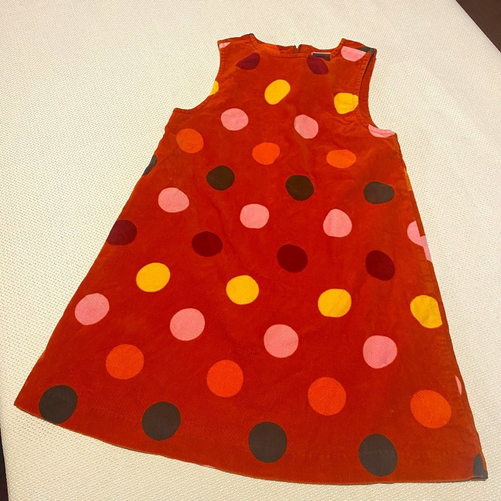 Gymboree girl's, size 5, 100% cotton, polka dot corduroy a-line jumper in orange